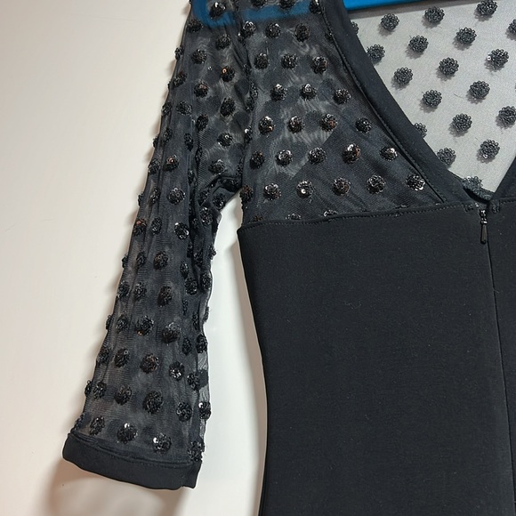 Topshop Black Mesh Sequin Polka Dot Bodycon Dress - Picture 11 of 14
